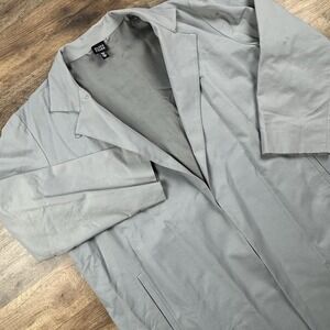 Eileen Fisher Women's Medium Gray Long Sleeve Open Lined Long‎ Blazer  Pockets